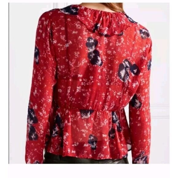 IRO Venecia Top M 38 Women's Casual Summer Printed Long Sleeves Ruffle Size 6 - Picture 2 of 9